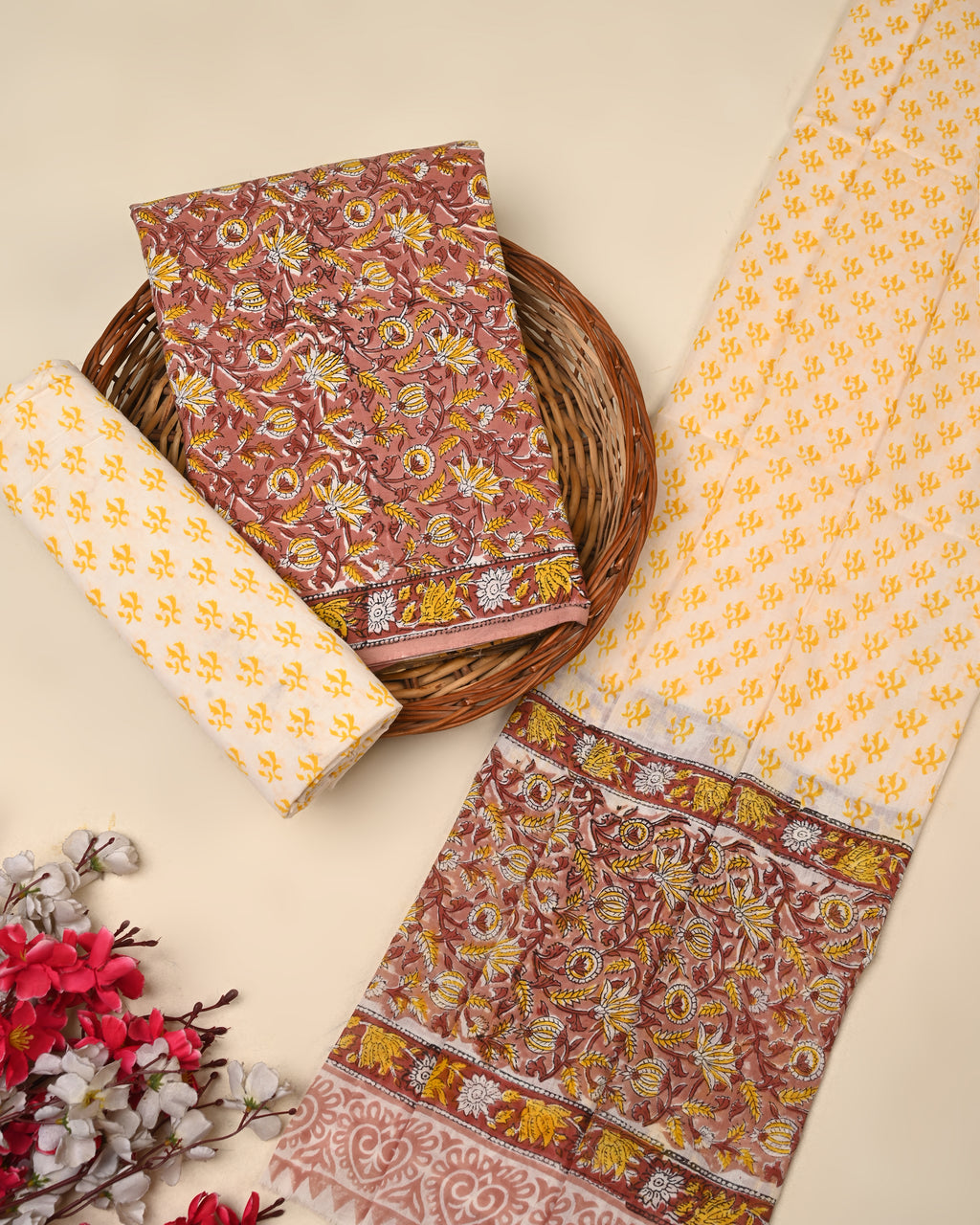 Exclusive Sanganeri Cotton Suit With Cotton Dupatta