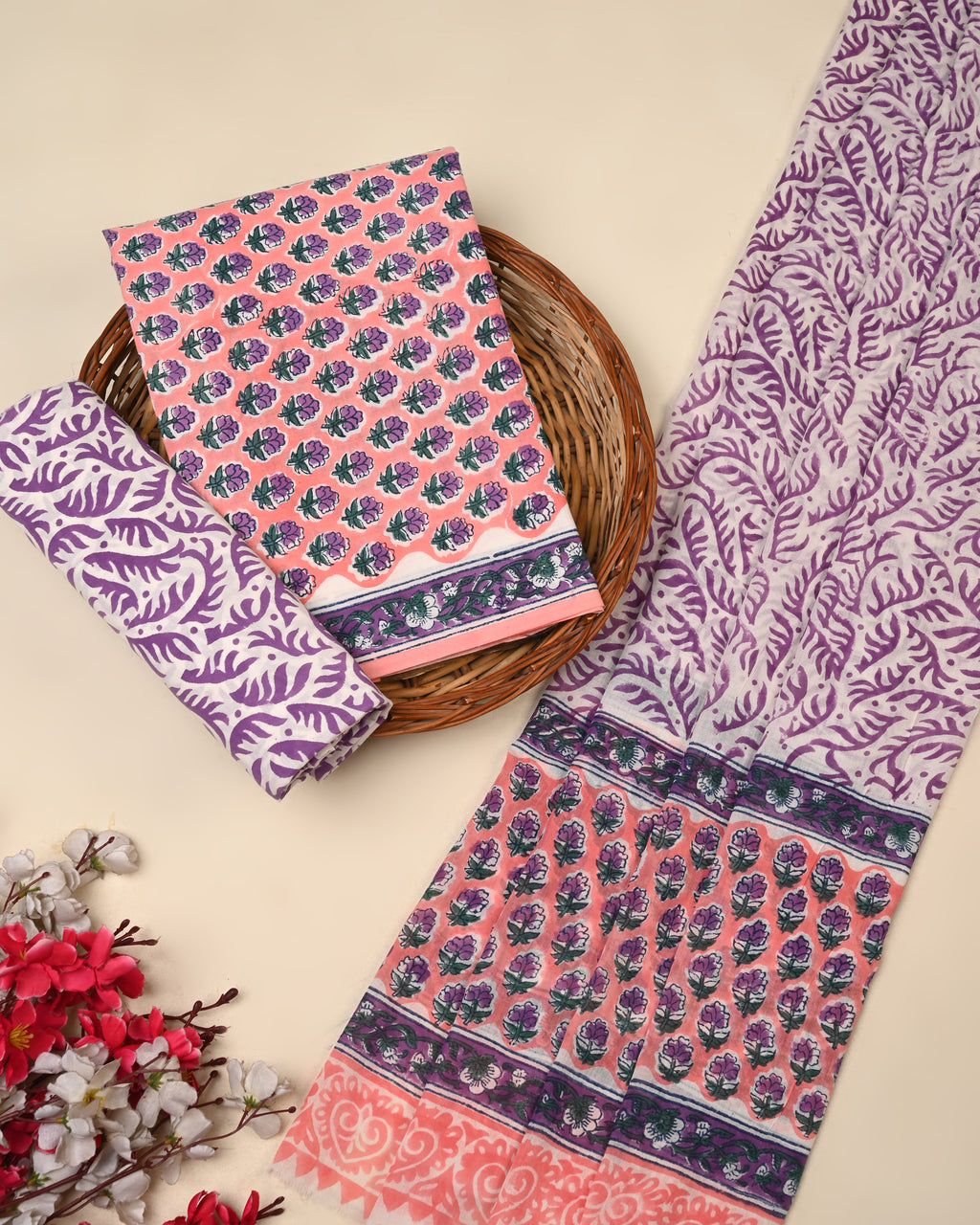 Exclusive Sanganeri Cotton Suit With Cotton Dupatta