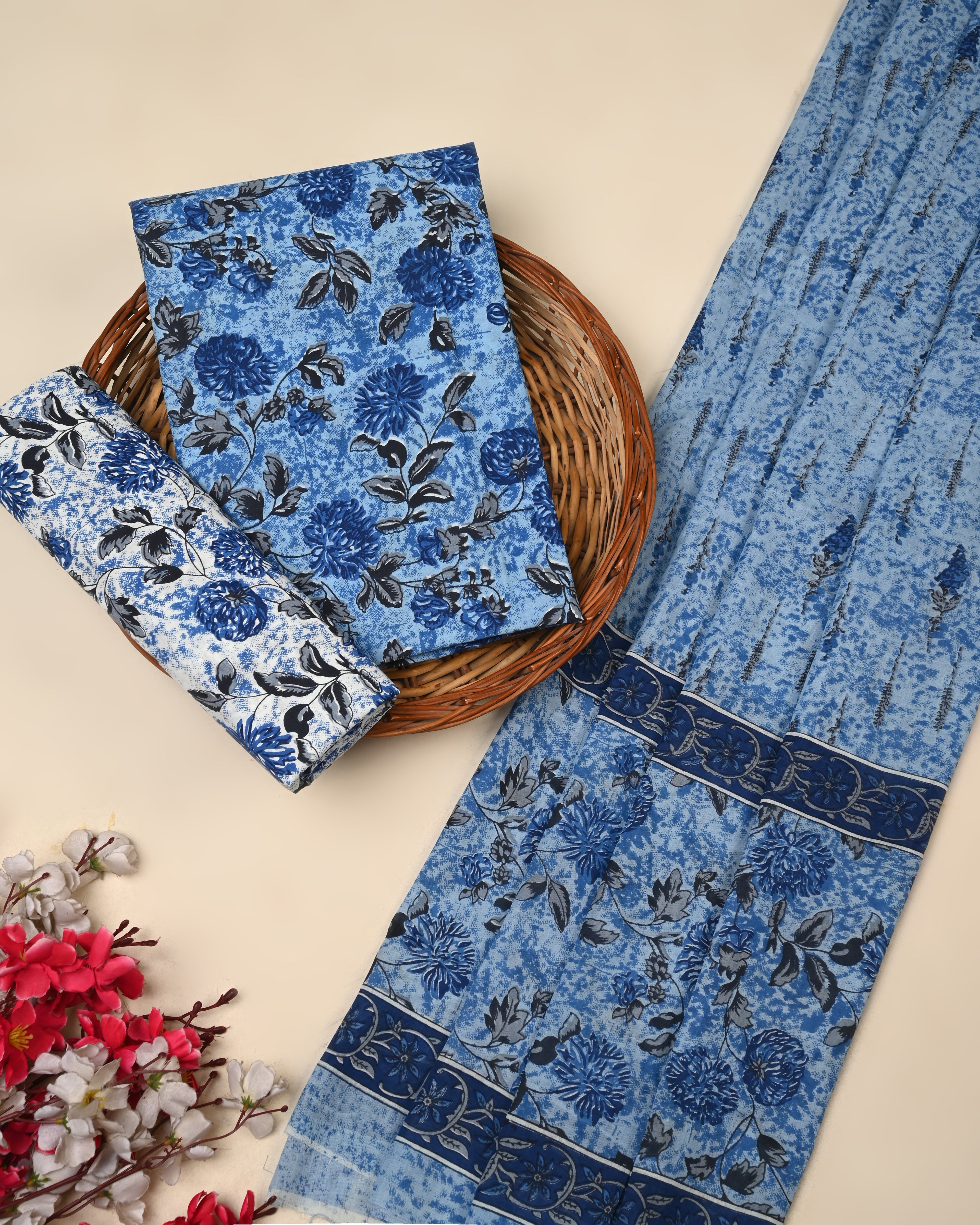 Exclusive Sanganeri Cotton Suit With Cotton Dupatta