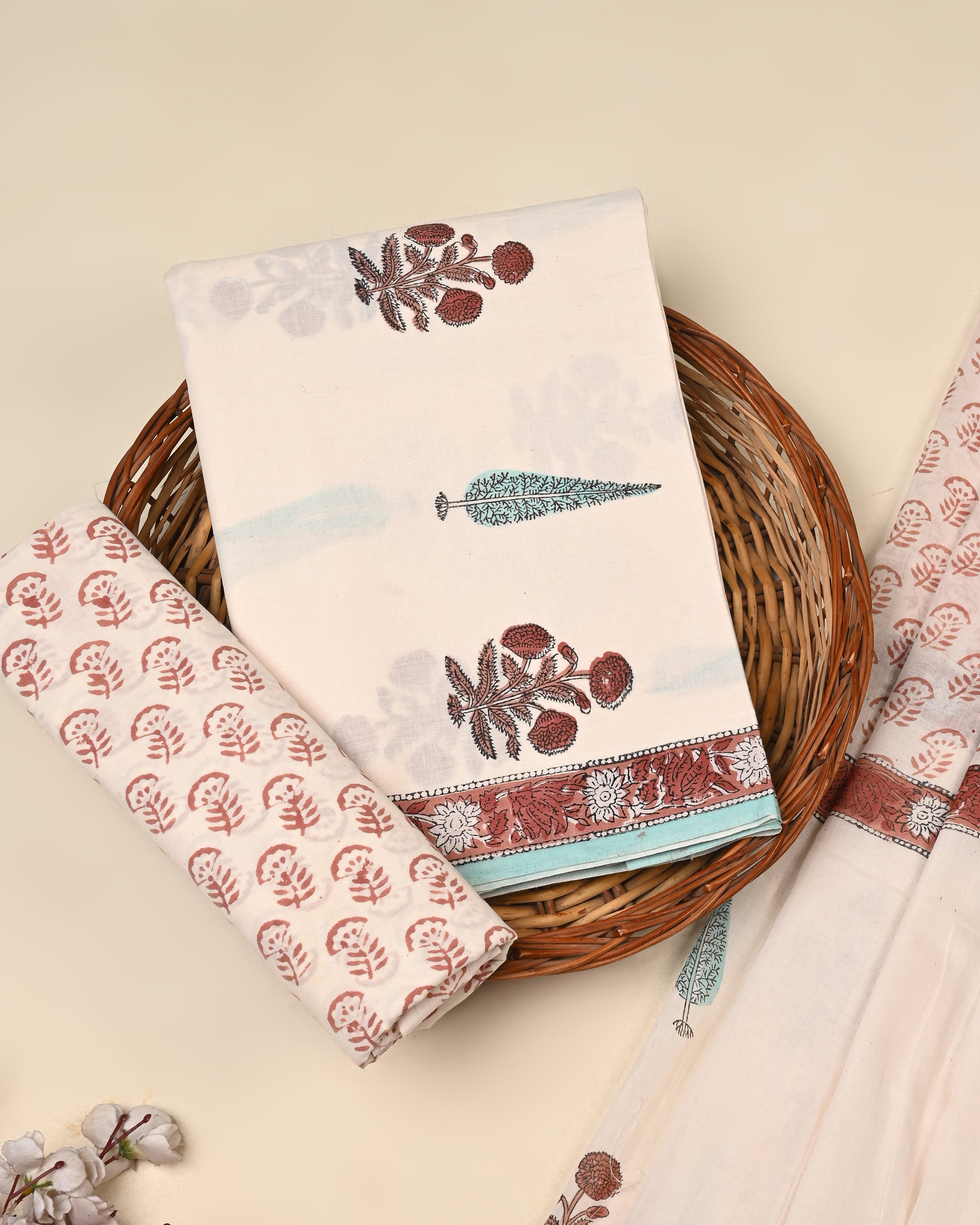 Exclusive Sanganeri Cotton Suit With Cotton Dupatta