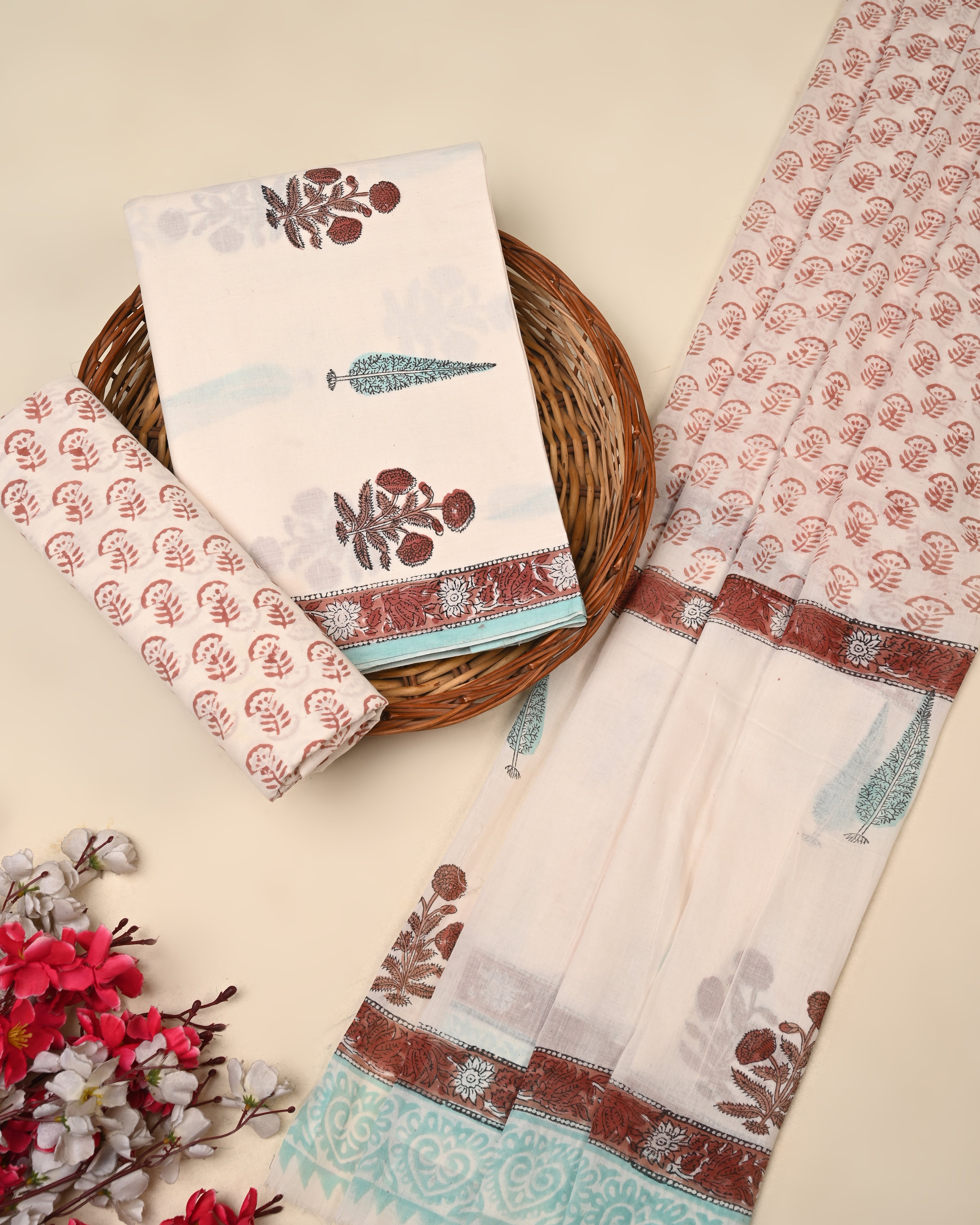 Exclusive Sanganeri Cotton Suit With Cotton Dupatta