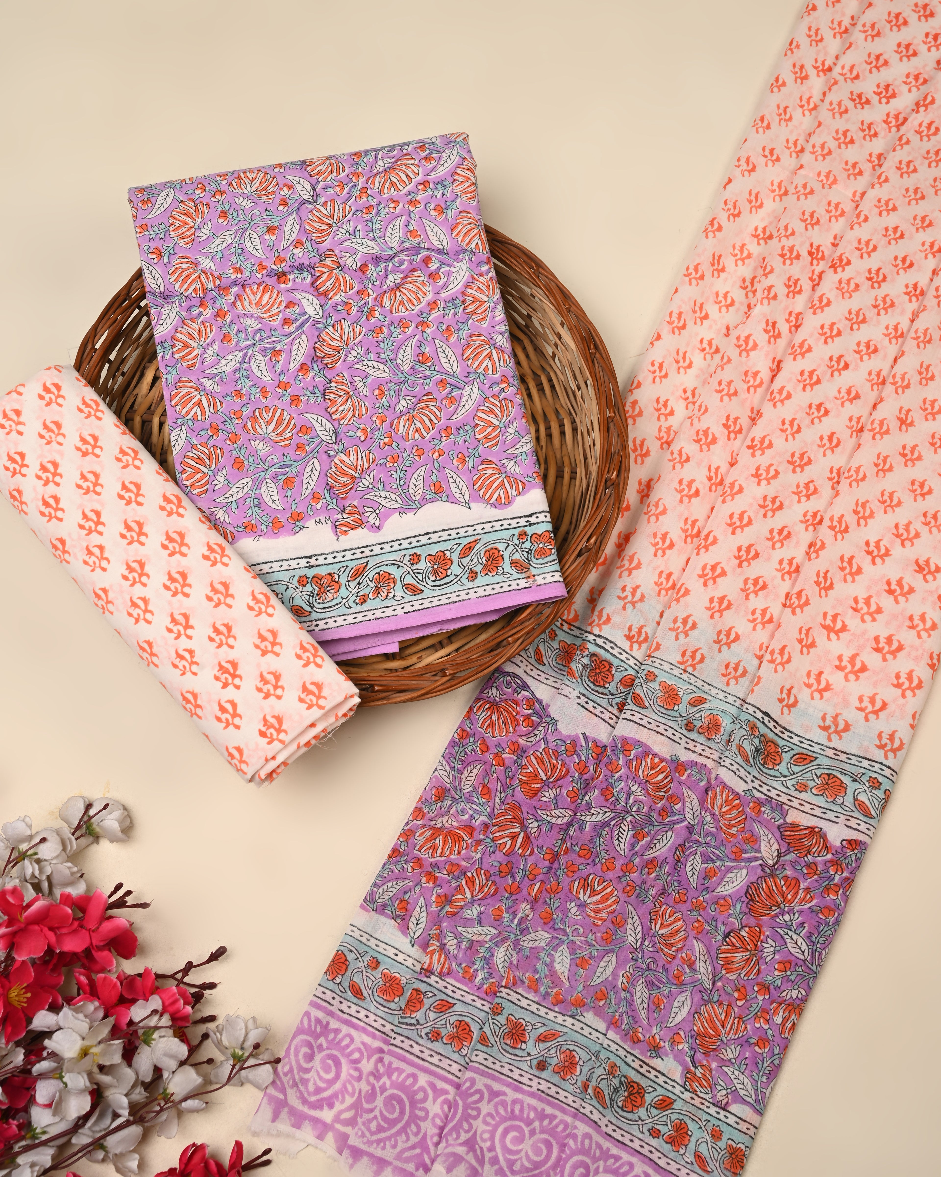 Exclusive Sanganeri Cotton Suit With Cotton Dupatta