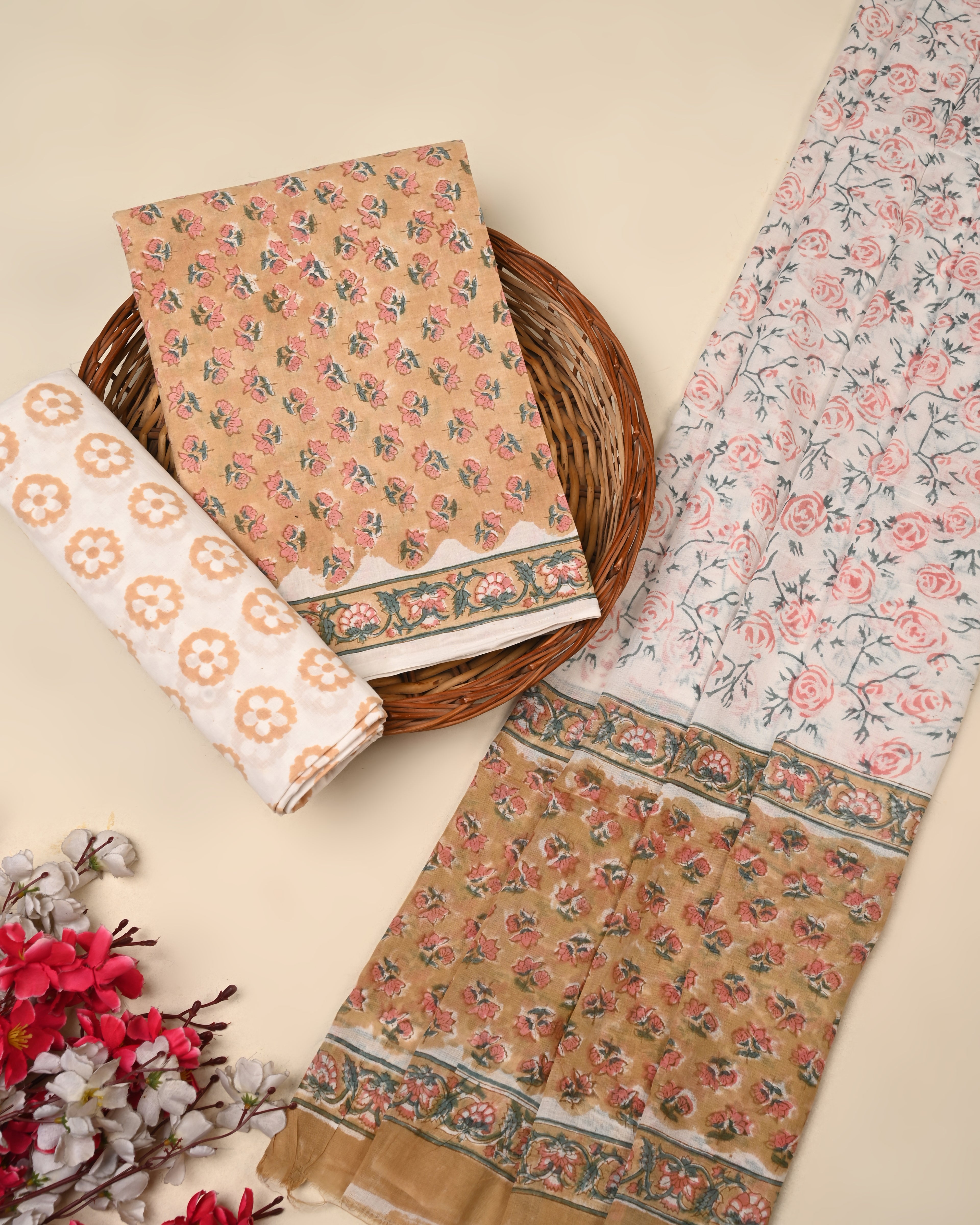 Exclusive Sanganeri Cotton Suit With Cotton Dupatta