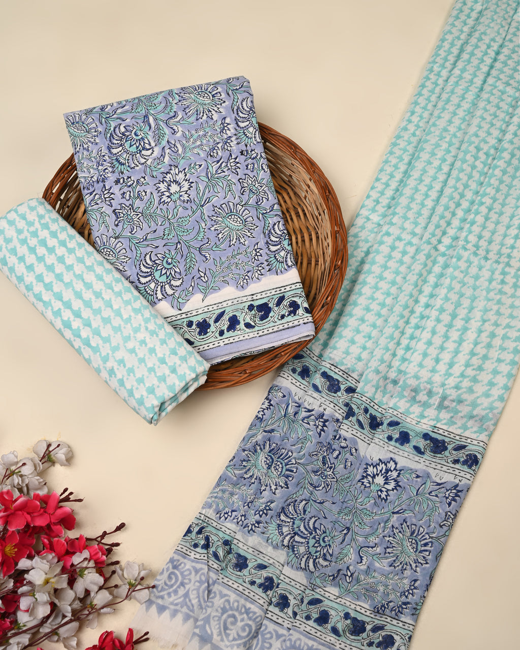 Exclusive Sanganeri Cotton Suit With Cotton Dupatta
