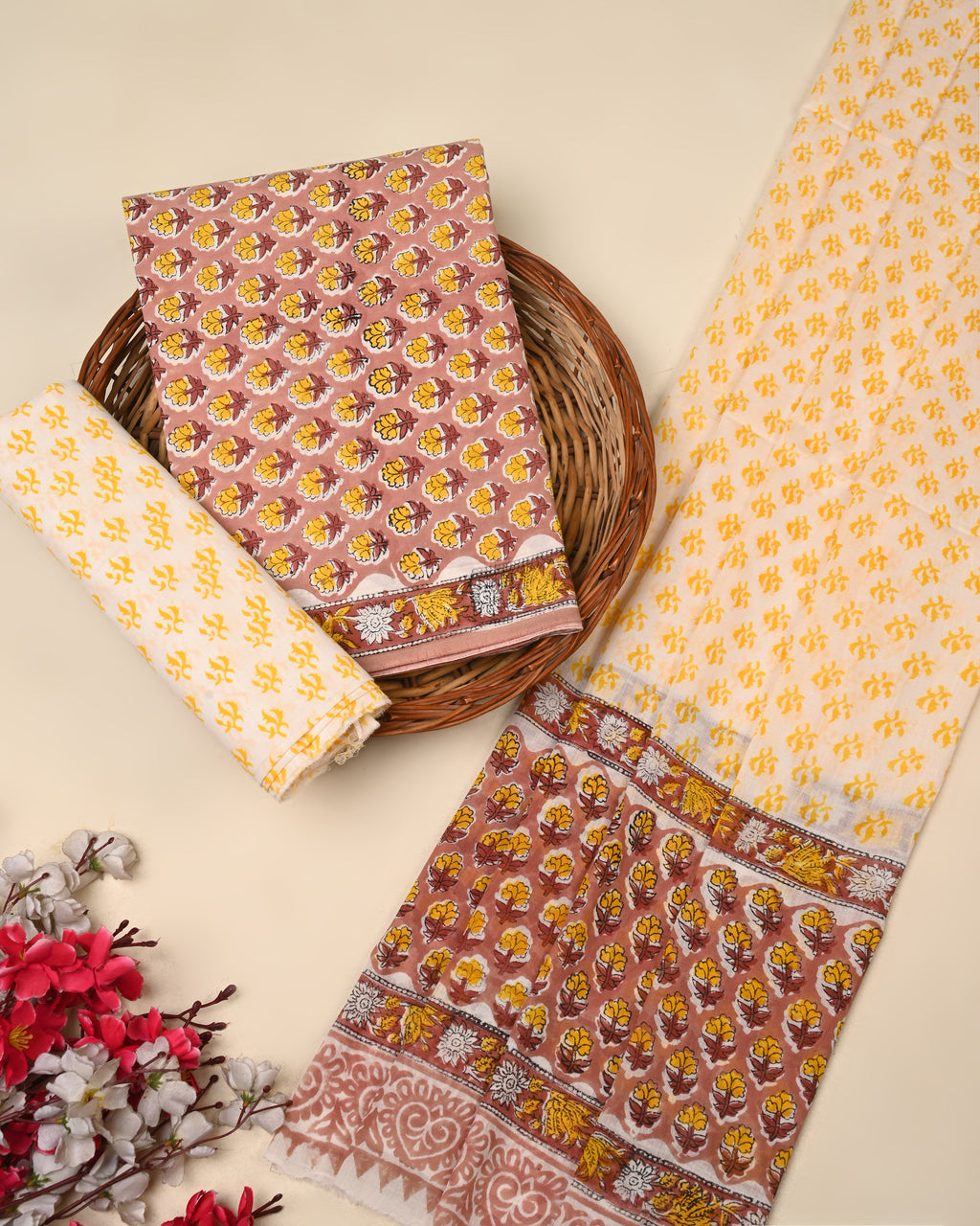 Exclusive Sanganeri Cotton Suit With Cotton Dupatta