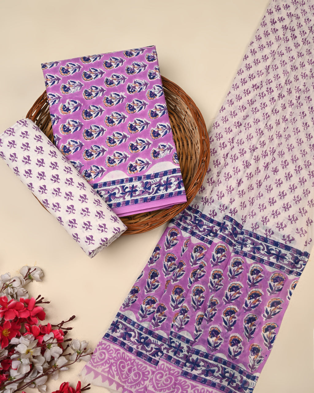 Exclusive Sanganeri Cotton Suit With Cotton Dupatta