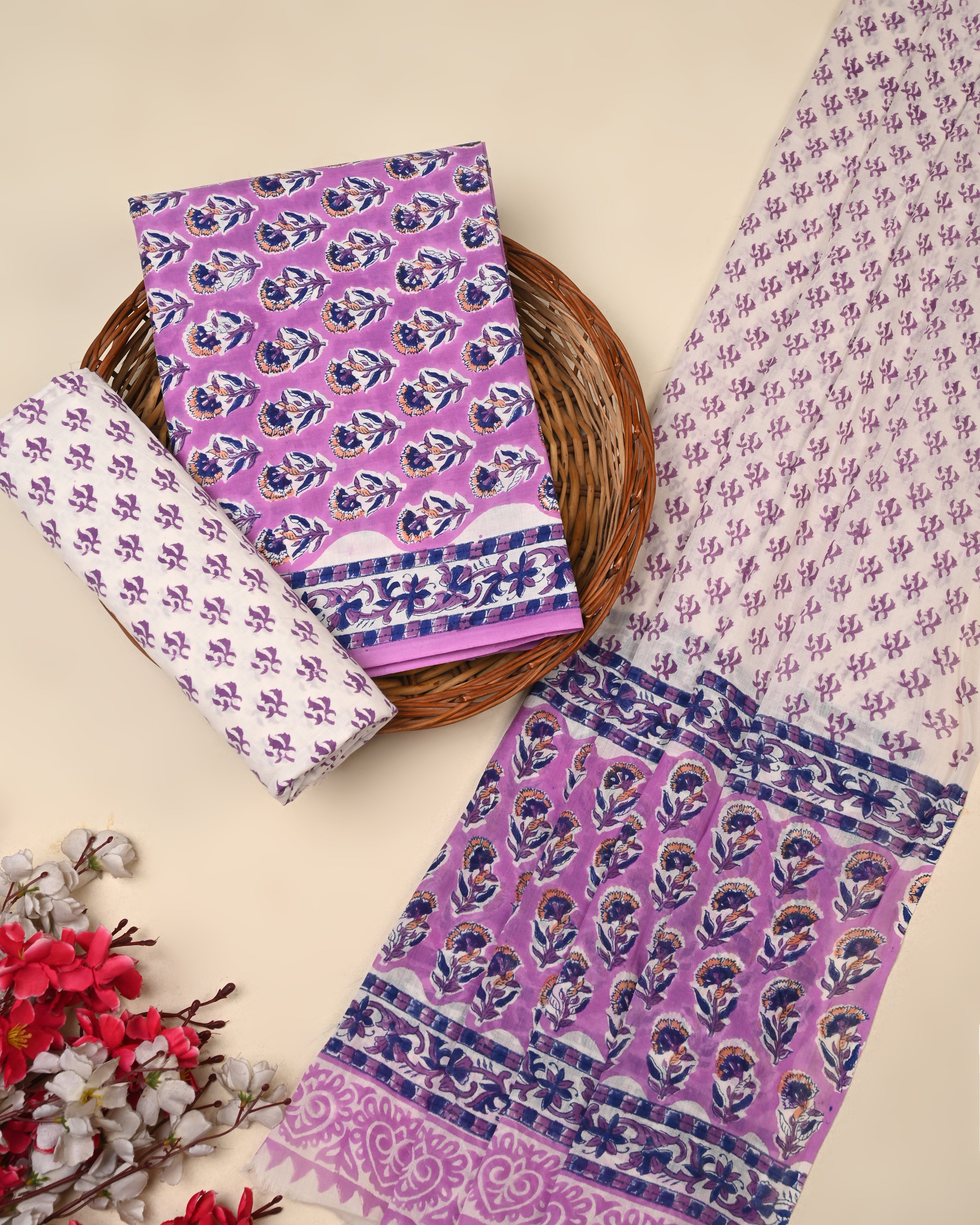 Exclusive Sanganeri Cotton Suit With Cotton Dupatta