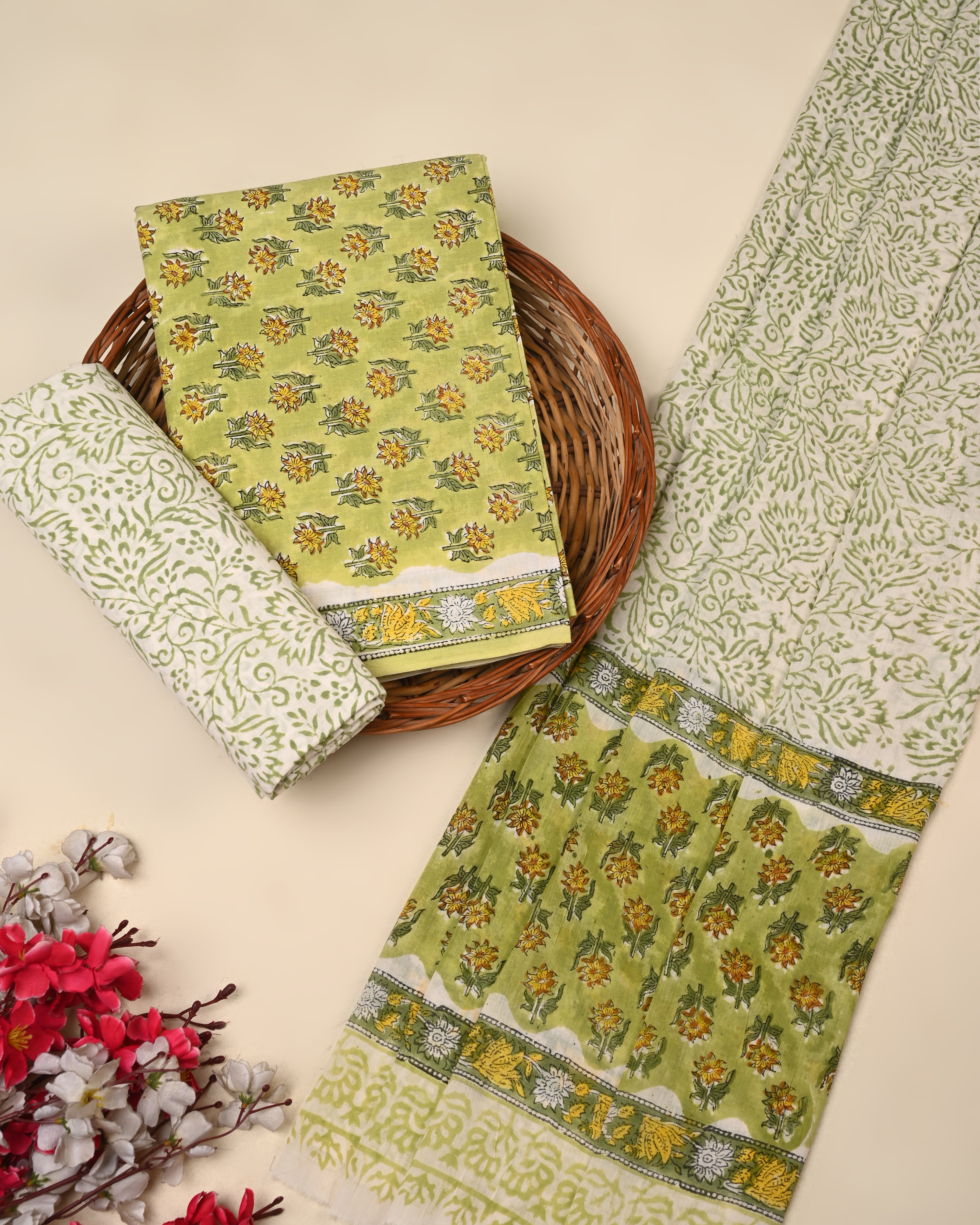 Exclusive Sanganeri Cotton Suit With Cotton Dupatta