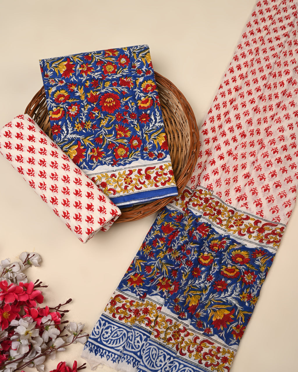 Exclusive Sanganeri Cotton Suit With Cotton Dupatta