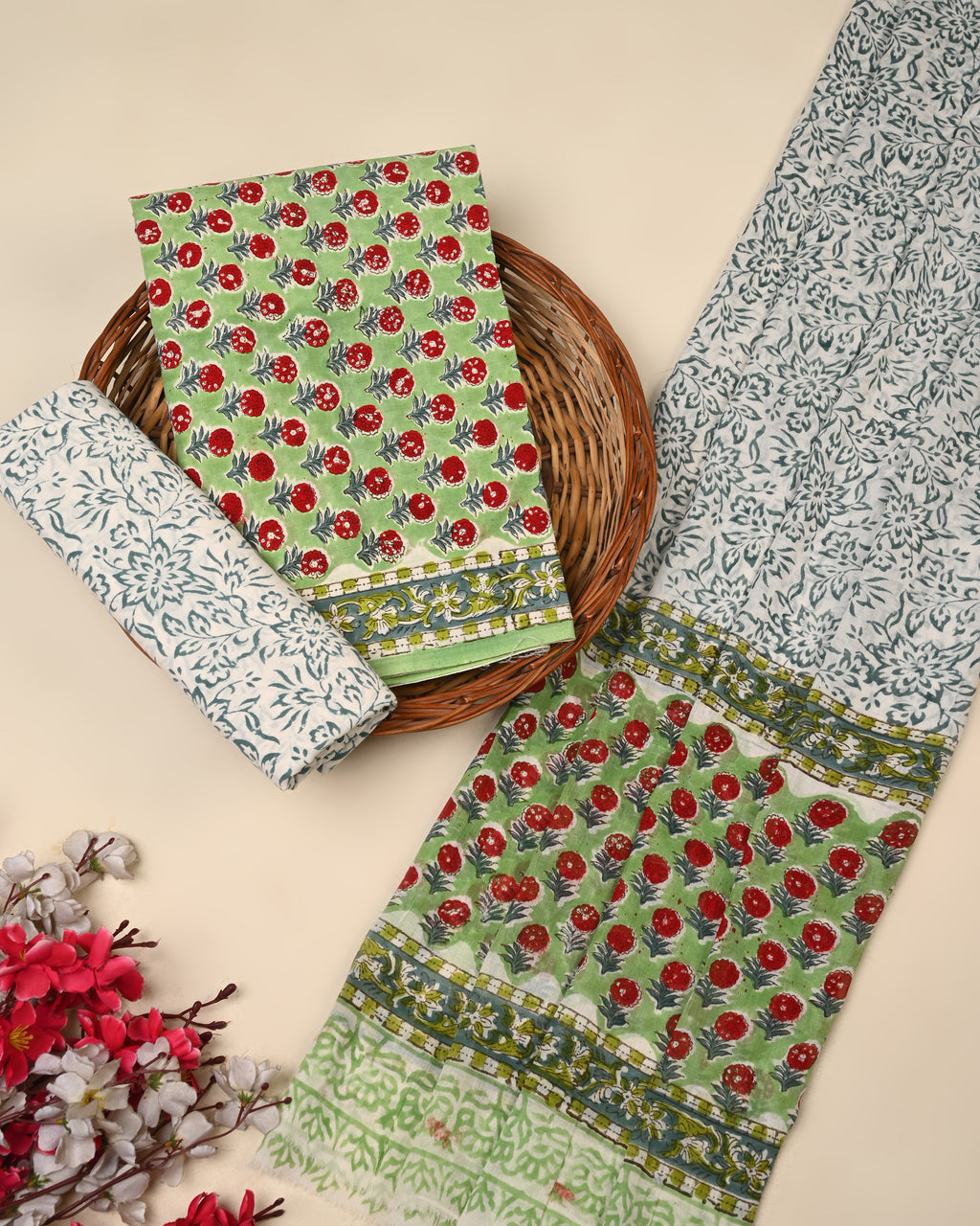 Exclusive Sanganeri Cotton Suit With Cotton Dupatta