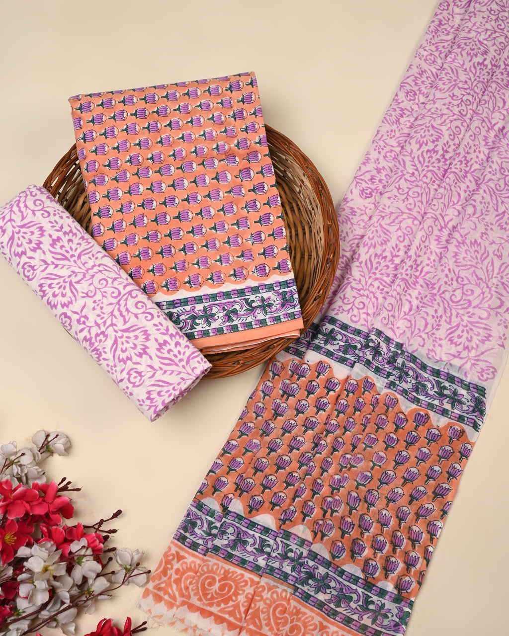 Exclusive Sanganeri Cotton Suit With Cotton Dupatta