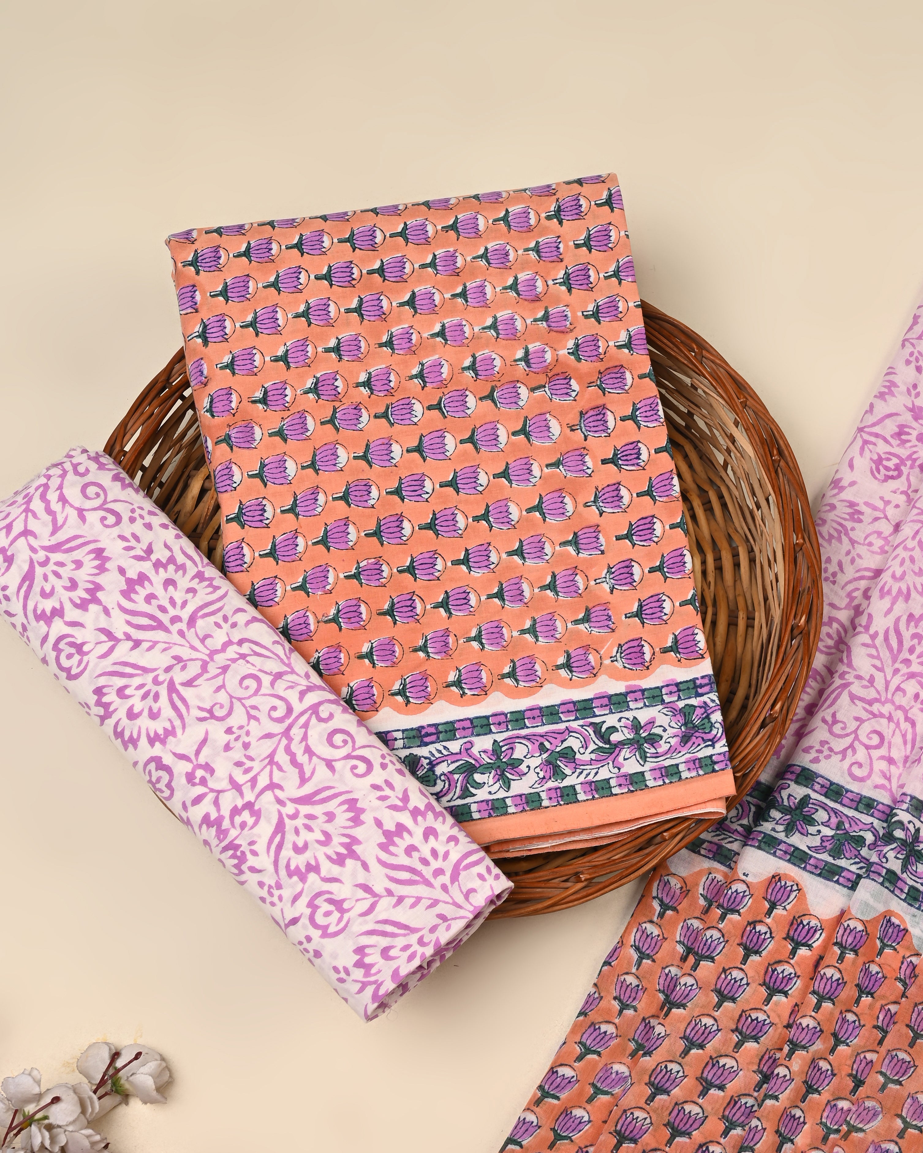 Exclusive Sanganeri Cotton Suit With Cotton Dupatta