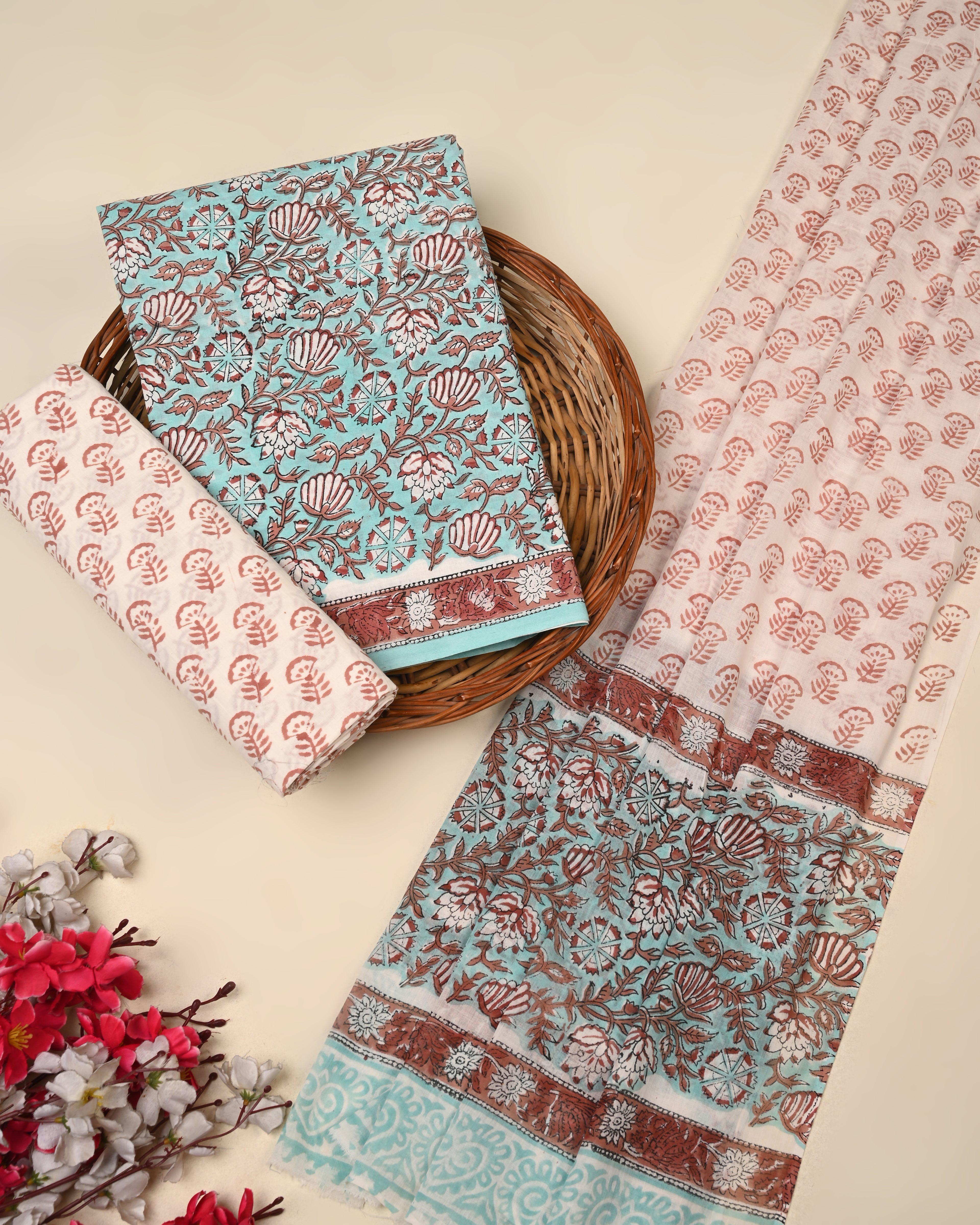 Exclusive Sanganeri Cotton Suit With Cotton Dupatta