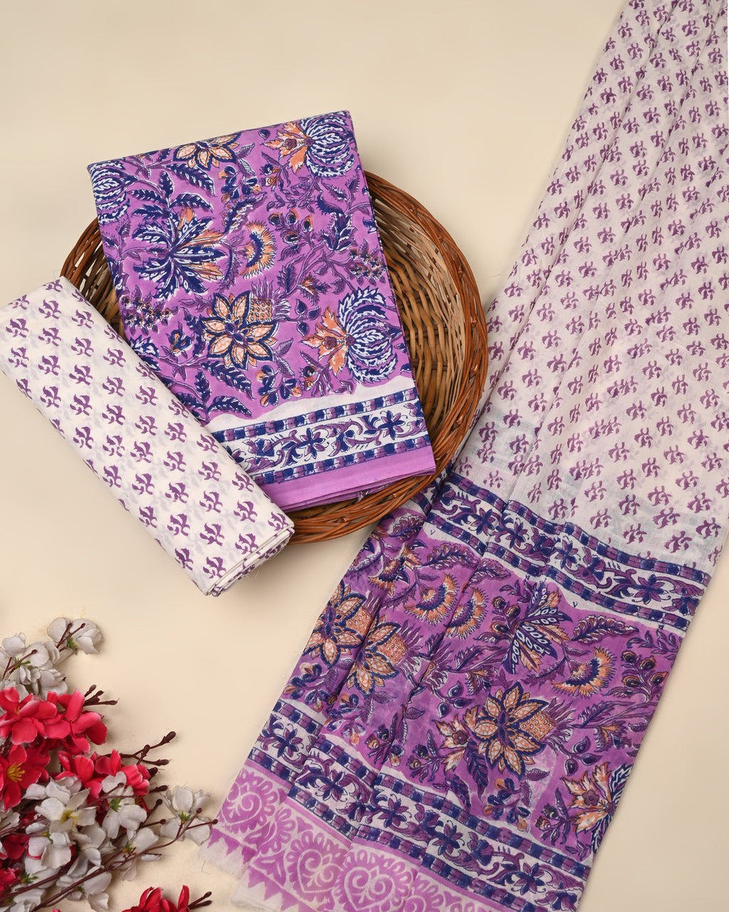 Exclusive Sanganeri Cotton Suit With Cotton Dupatta