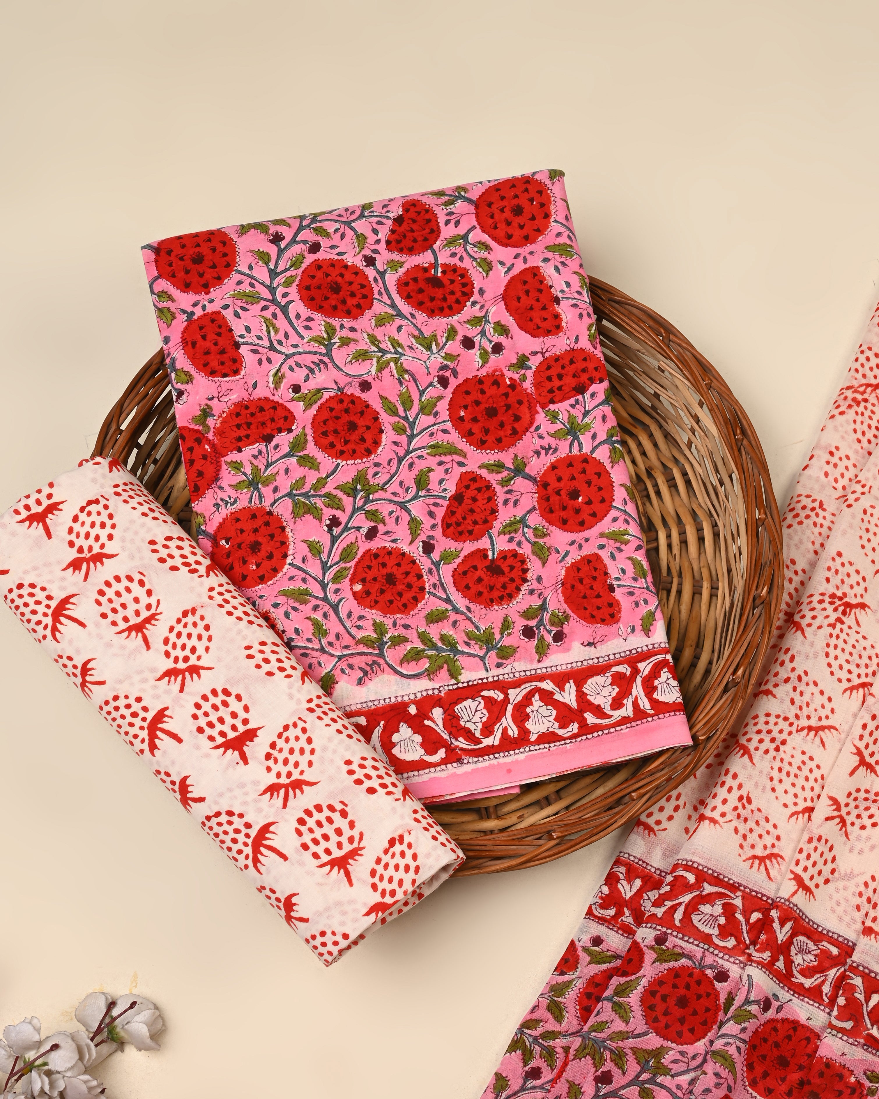 Exclusive Sanganeri Cotton Suit With Cotton Dupatta