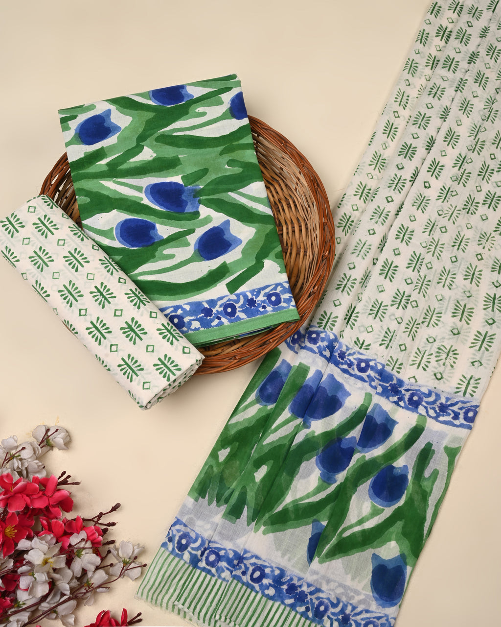 Exclusive Sanganeri Cotton Suit With Cotton Dupatta