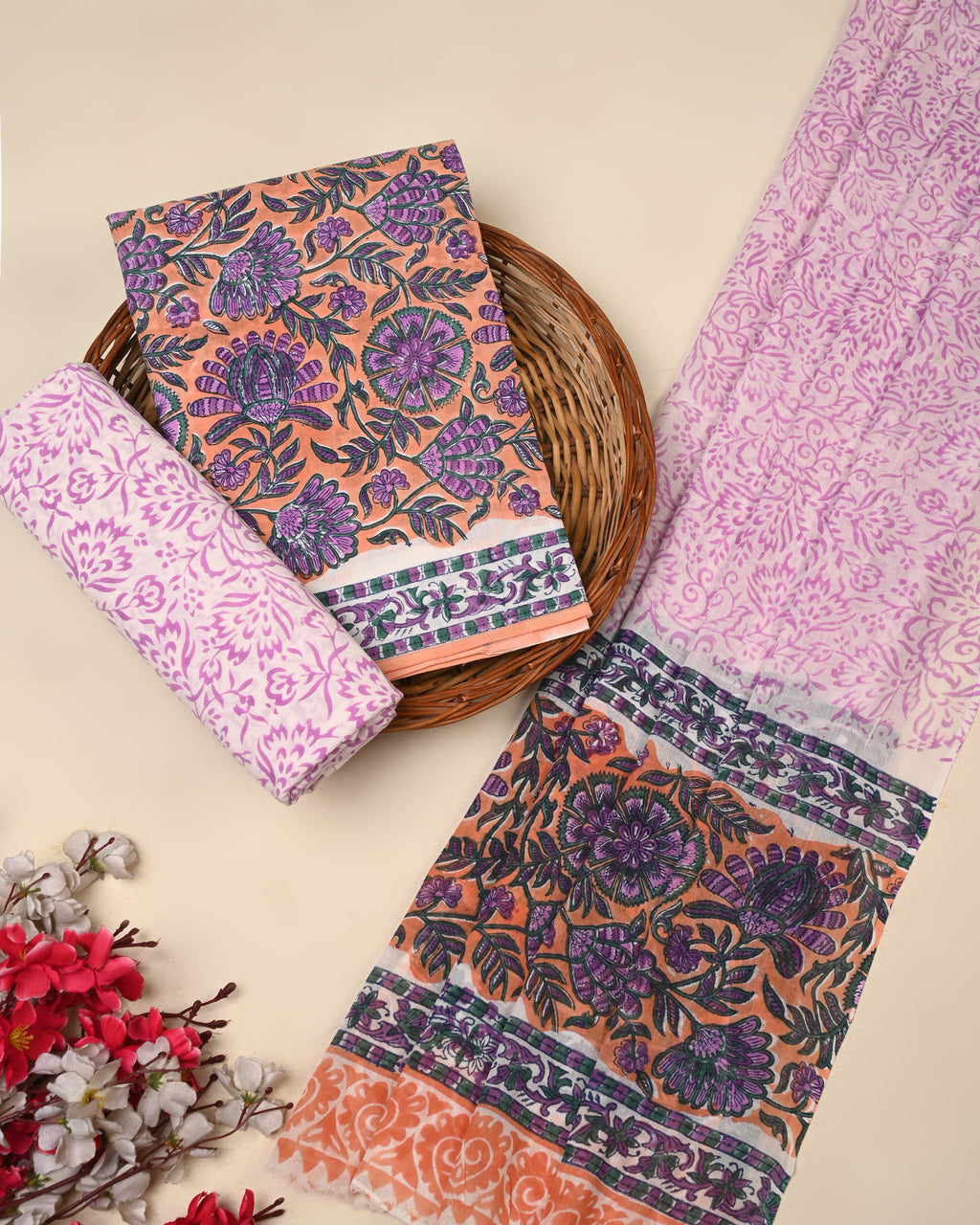Exclusive Sanganeri Cotton Suit With Cotton Dupatta