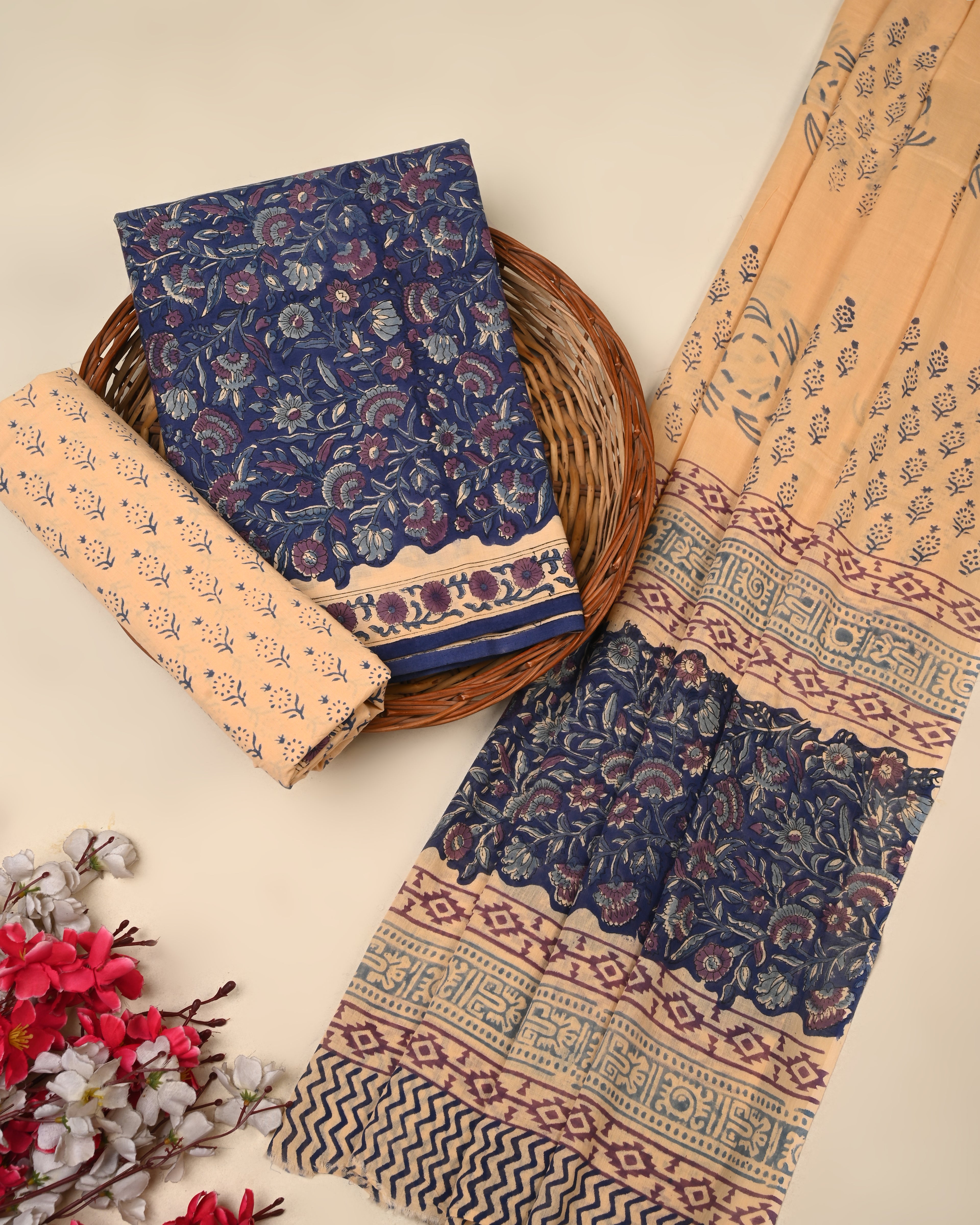 Exclusive Sanganeri Cotton Suit With Cotton Dupatta