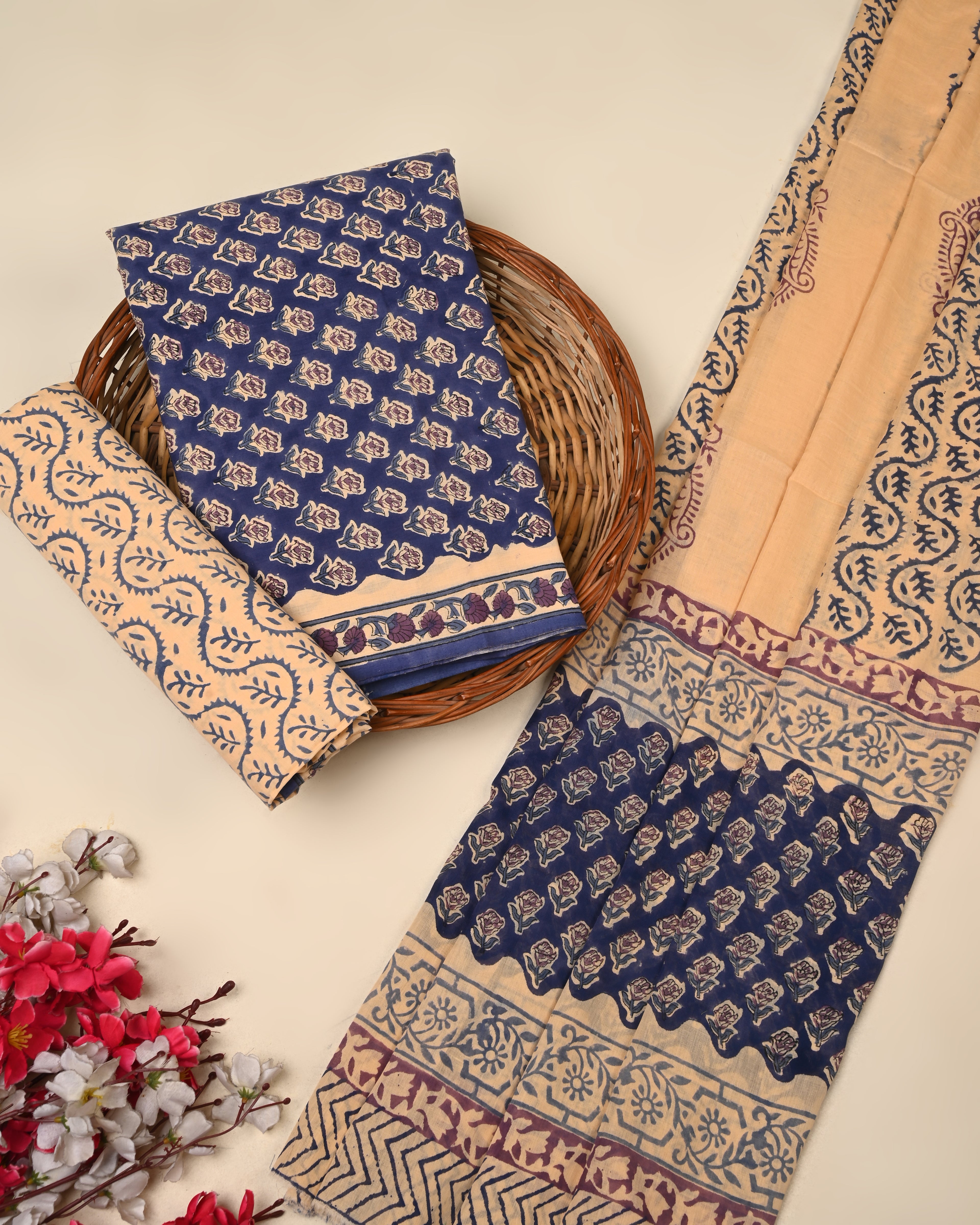 Exclusive Sanganeri Cotton Suit With Cotton Dupatta
