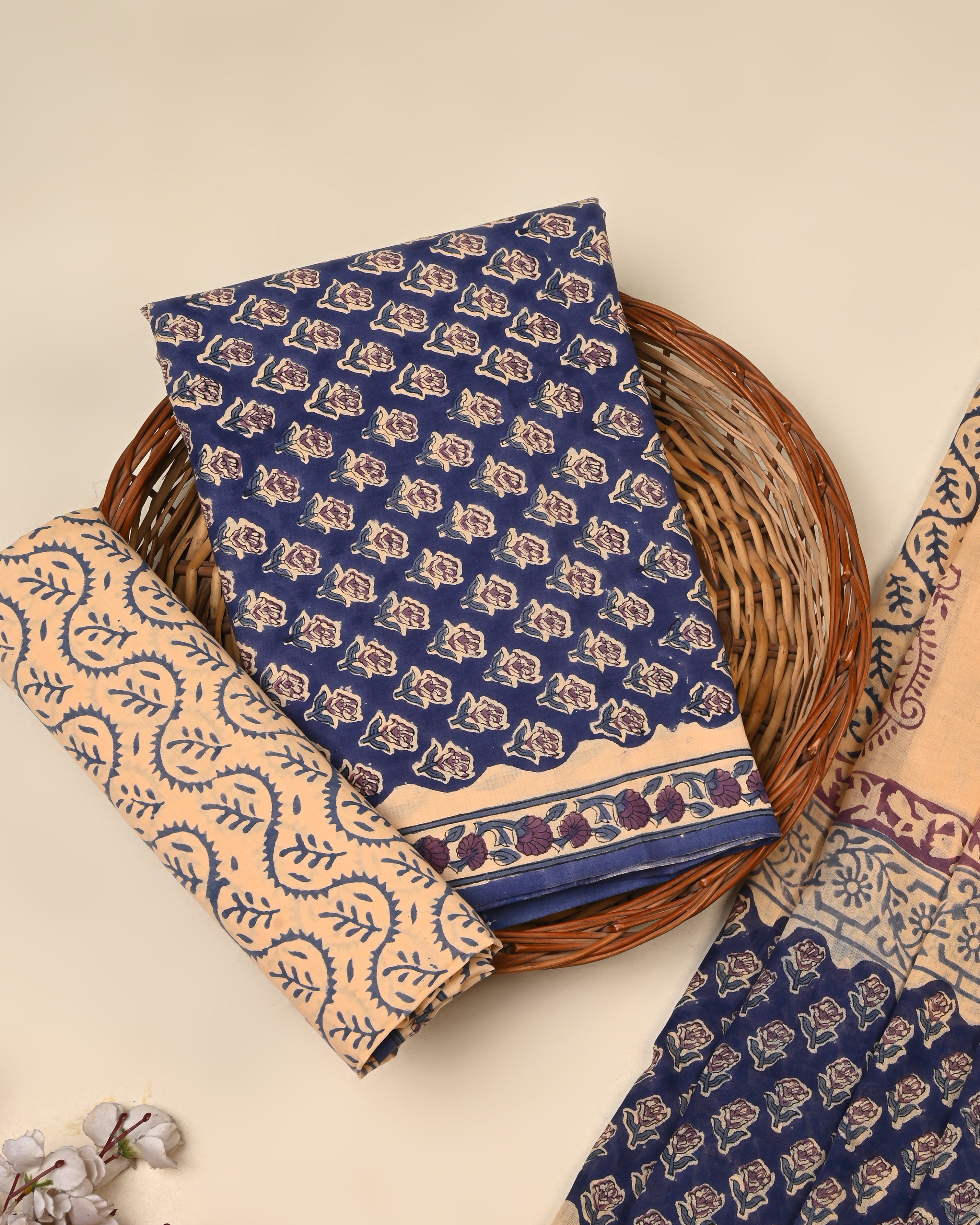 Exclusive Sanganeri Cotton Suit With Cotton Dupatta