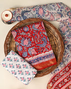 Designer hand block printed premium maheswari silk suit