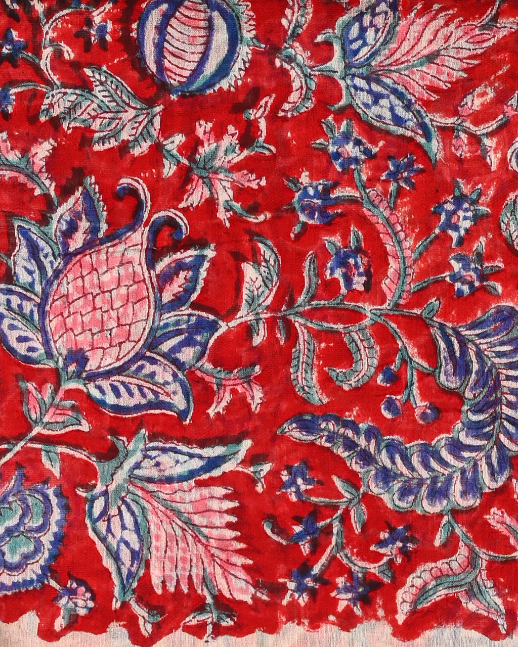Designer hand block printed premium maheswari silk suit