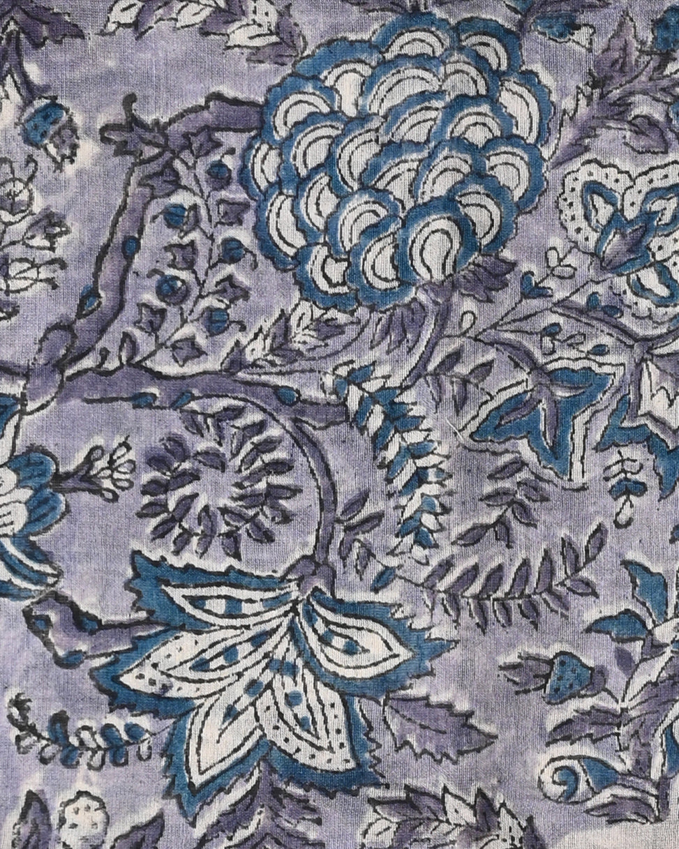 Designer hand block printed premium maheswari silk suit