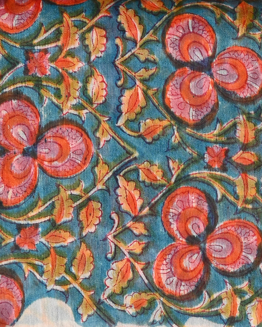 Designer hand block printed premium maheswari silk suit