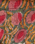 Designer hand block printed premium maheswari silk suit