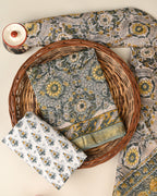 Traditional hand block printed premium maheswari silk suit