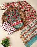 Designer Hand block printed maheswari silk suit