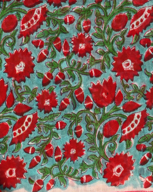 Designer Hand block printed maheswari silk suit