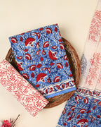 EXCLUSIVE SANGANERI COTTON SUIT WITH COTTON DUPATTA