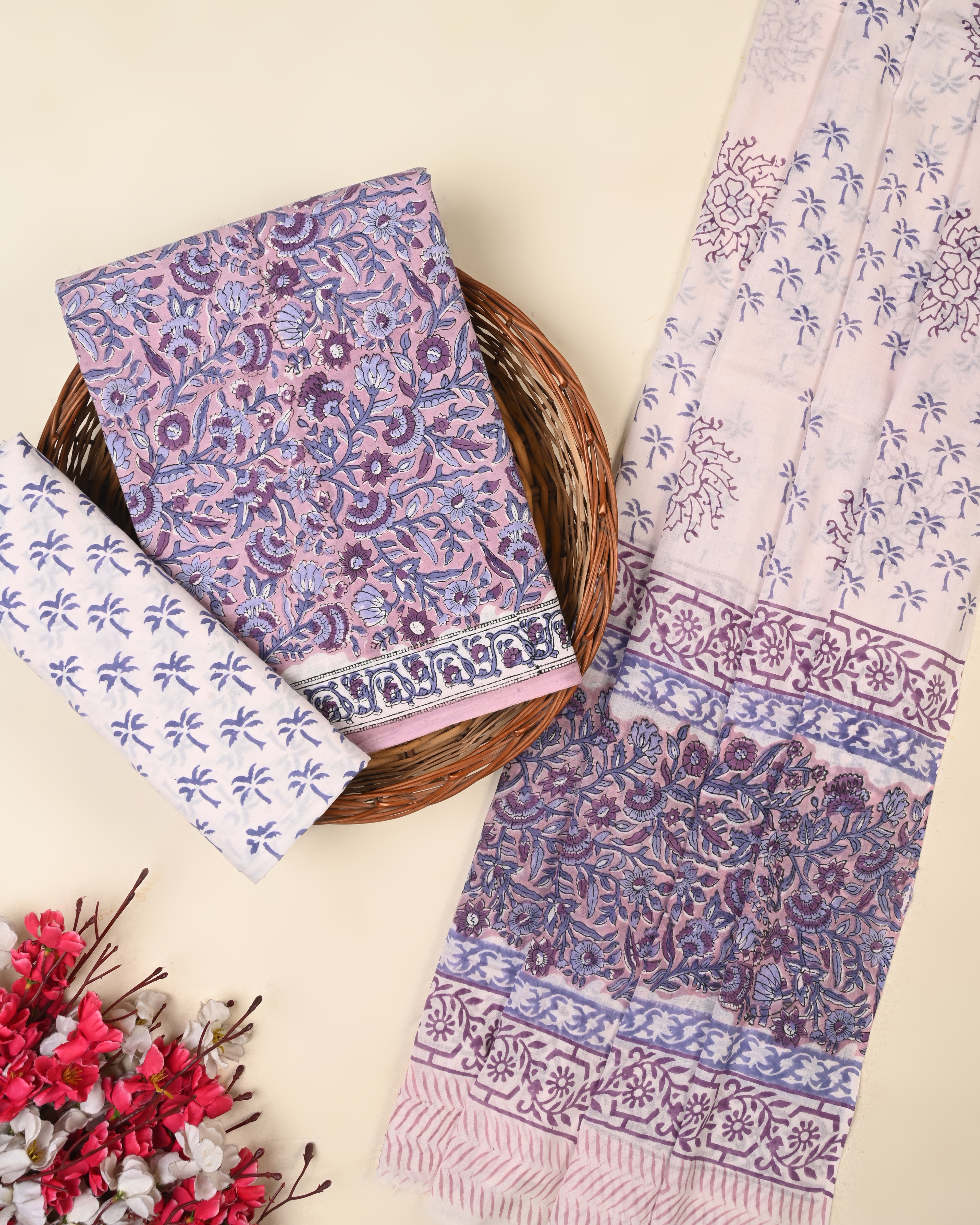 EXCLUSIVE SANGANERI COTTON SUIT WITH COTTON DUPATTA