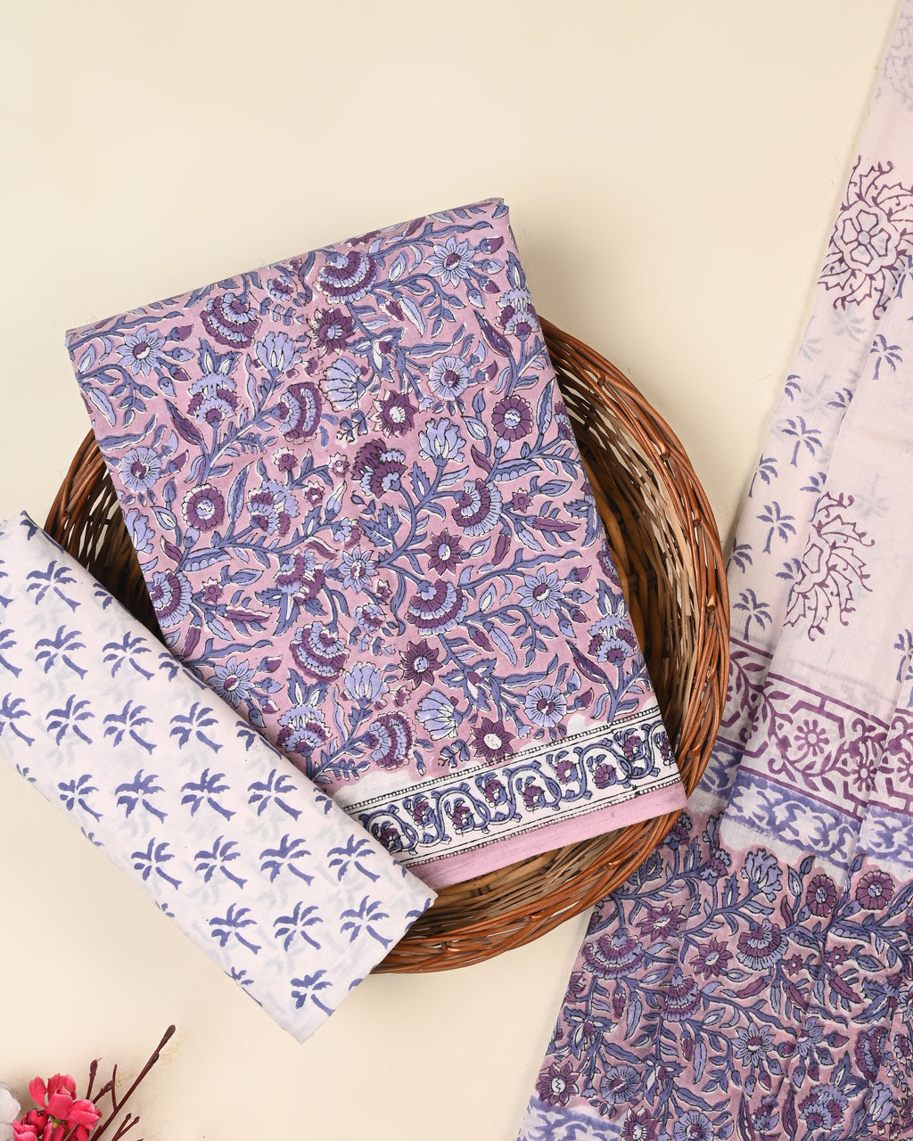 EXCLUSIVE SANGANERI COTTON SUIT WITH COTTON DUPATTA