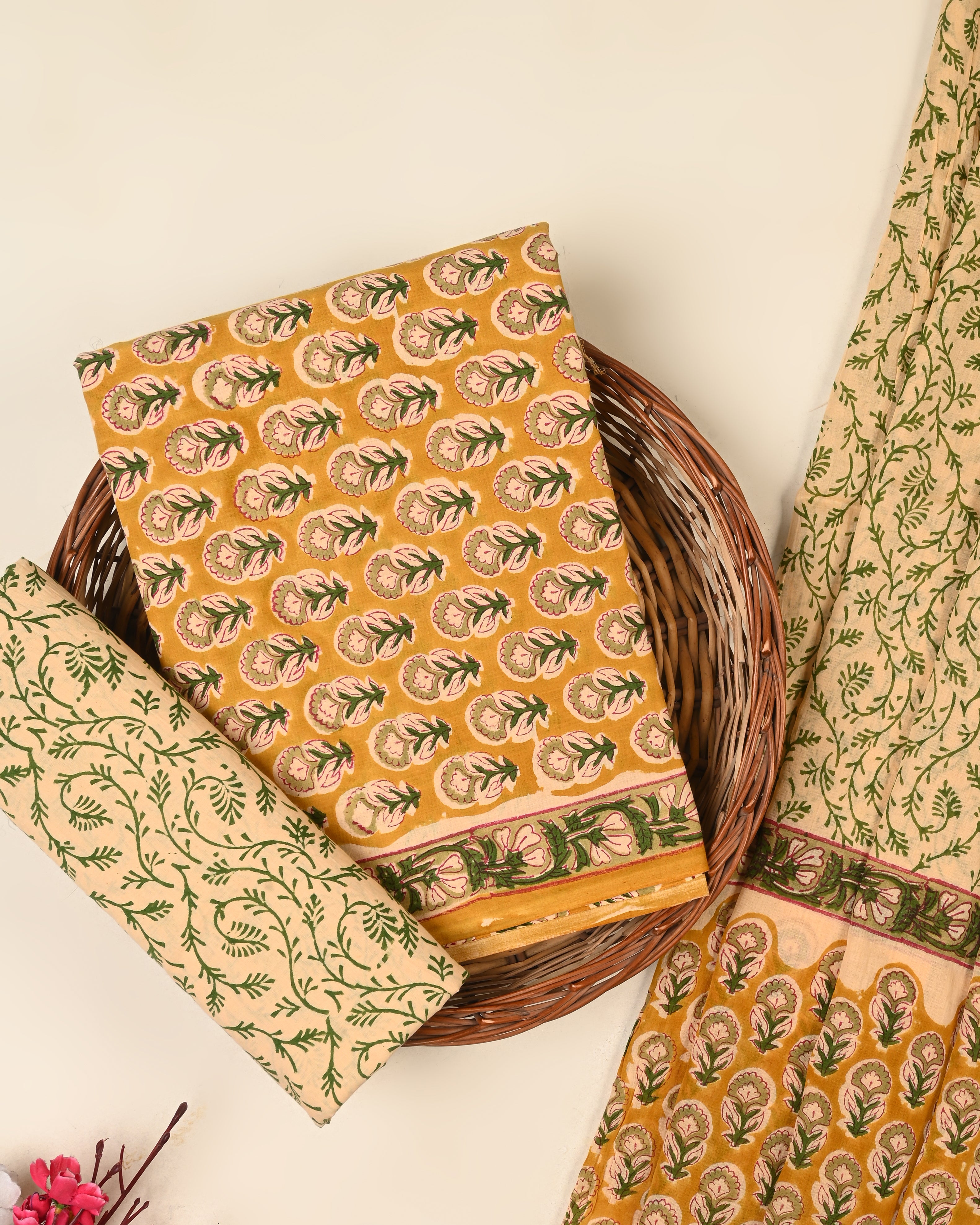 EXCLUSIVE SANGANERI COTTON SUIT WITH COTTON DUPATTA (Copy)