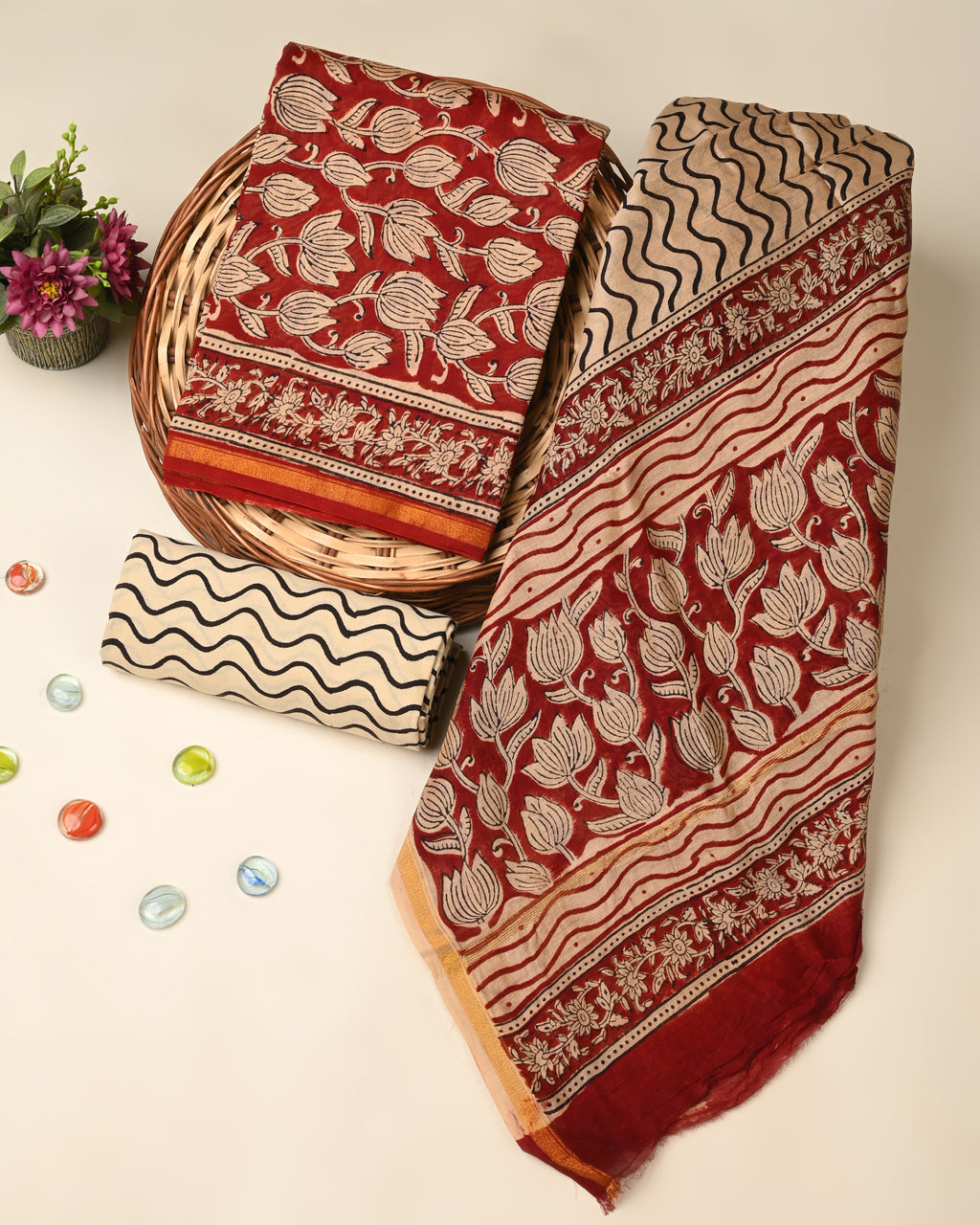 Exclusive bagru print chanderi silk suit