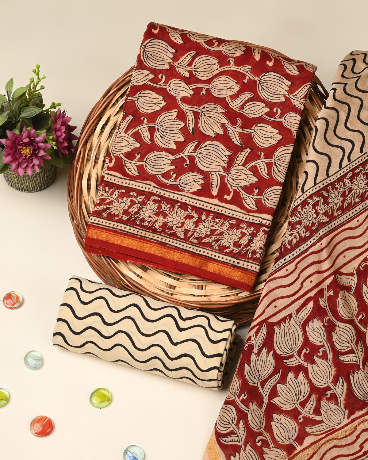 Exclusive bagru print chanderi silk suit