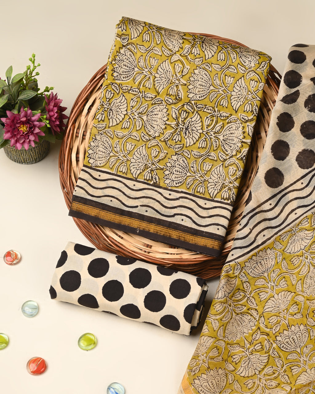 Exclusive bagru print chanderi silk suit