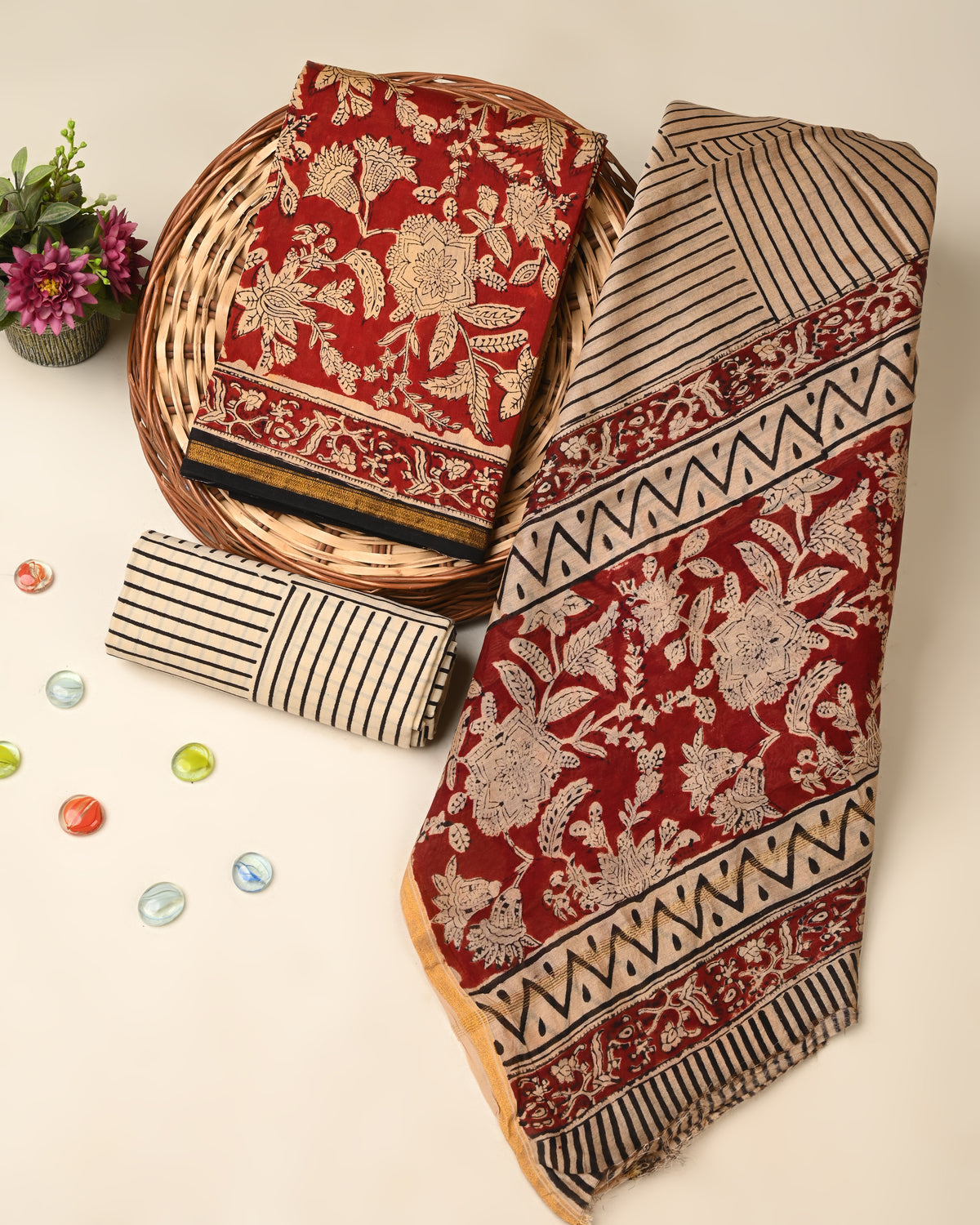 Exclusive bagru print chanderi silk suit