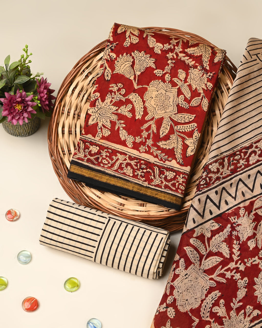 Exclusive bagru print chanderi silk suit