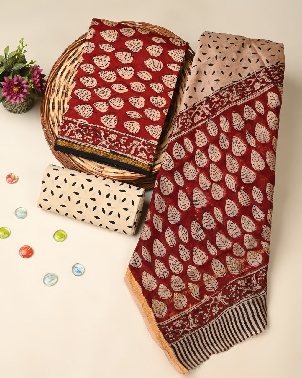 Exclusive bagru print chanderi silk suit