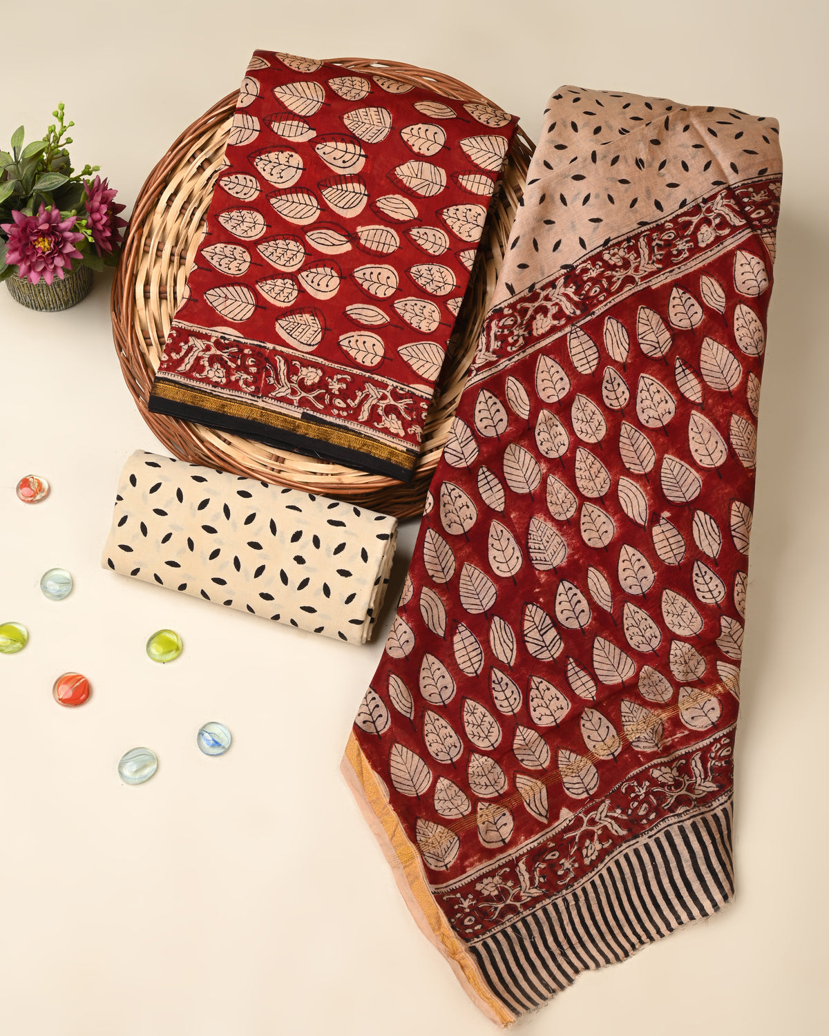 Exclusive bagru print chanderi silk suit