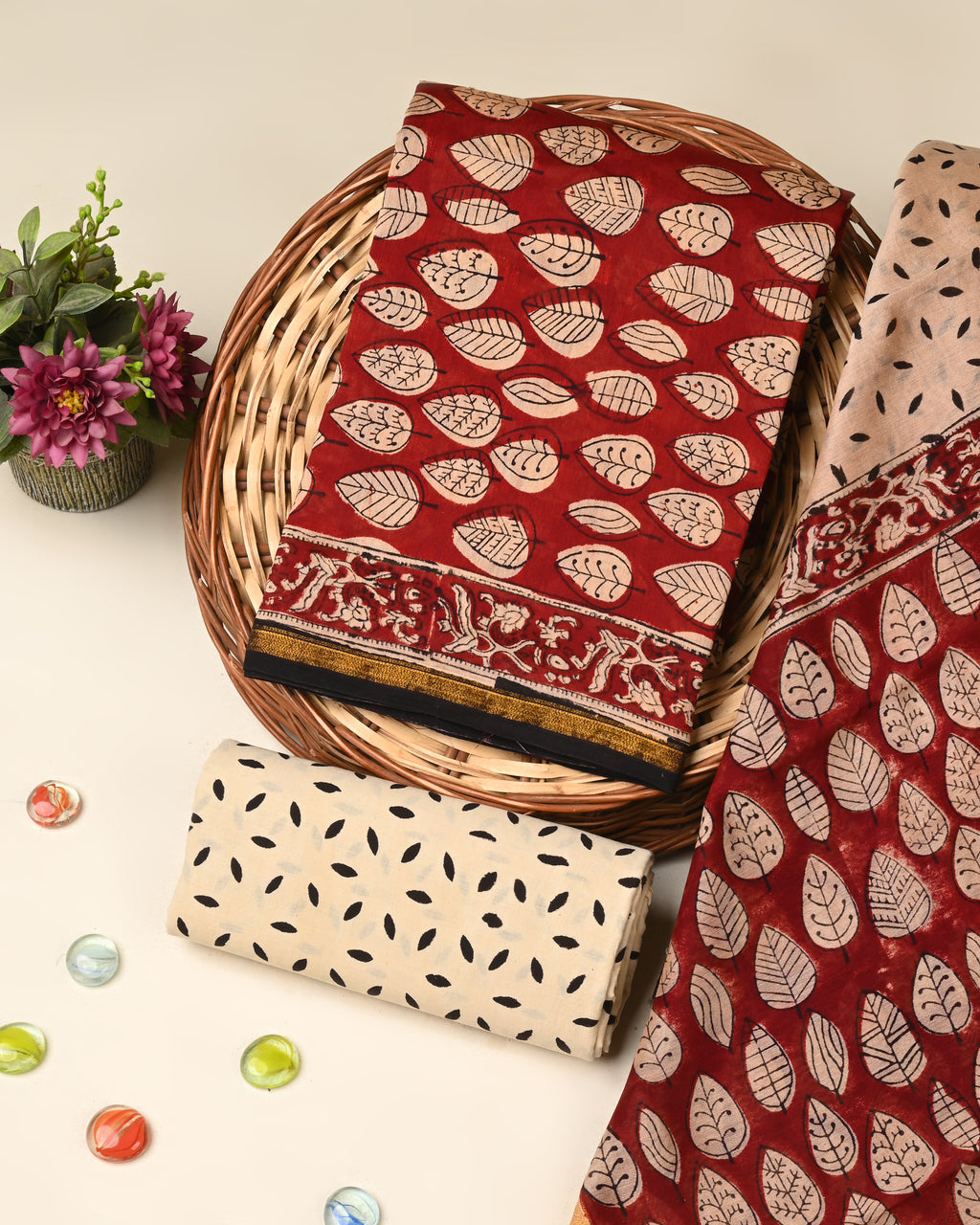Exclusive bagru print chanderi silk suit