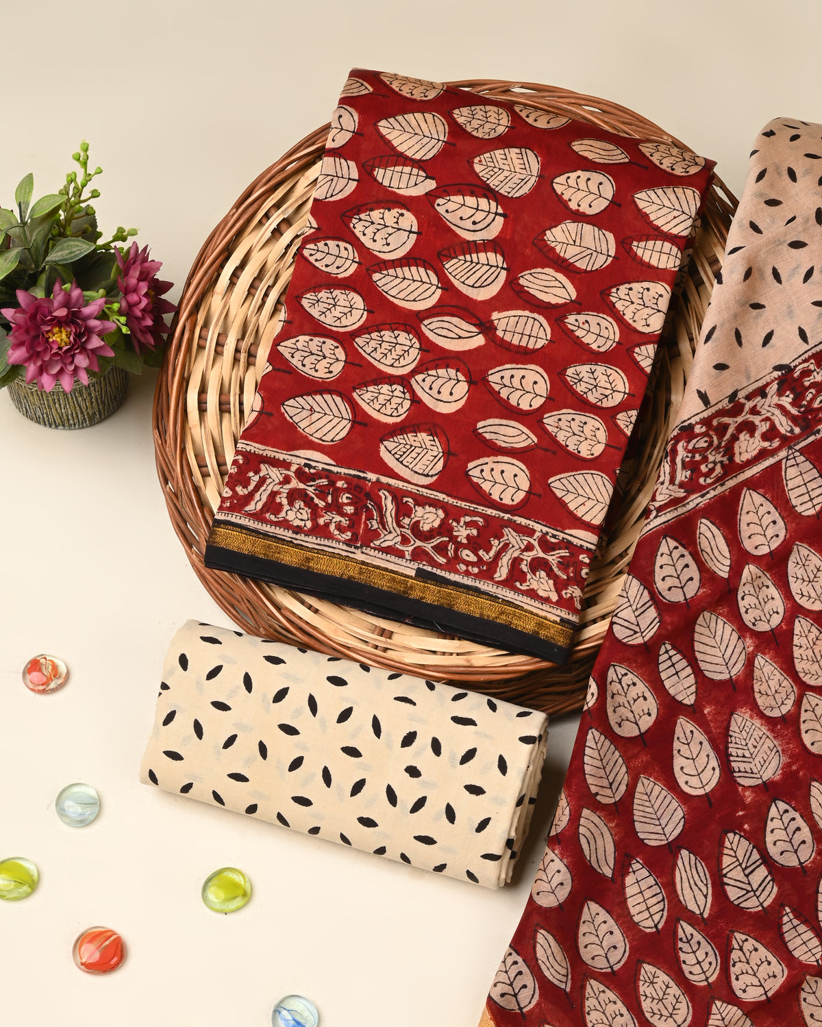 Exclusive bagru print chanderi silk suit