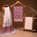 Handcrafted authentic jaipuri cotton suit with chiffon dupatta