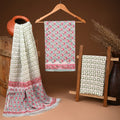 Handcrafted authentic jaipuri cotton suit with chiffon dupatta