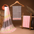 Handcrafted authentic jaipuri cotton suit with chiffon dupatta