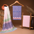 Handcrafted authentic jaipuri cotton suit with chiffon dupatta
