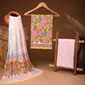 Handcrafted authentic jaipuri cotton suit with chiffon dupatta